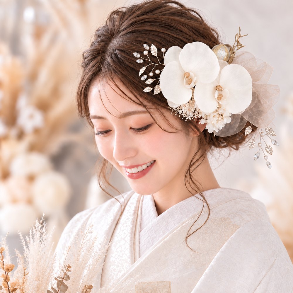 胡蝶蘭×クリスタルブランチ No.CO17の髪飾り