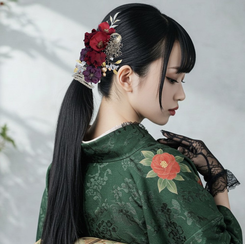 椿×林檎の花 No.PT52の髪飾り